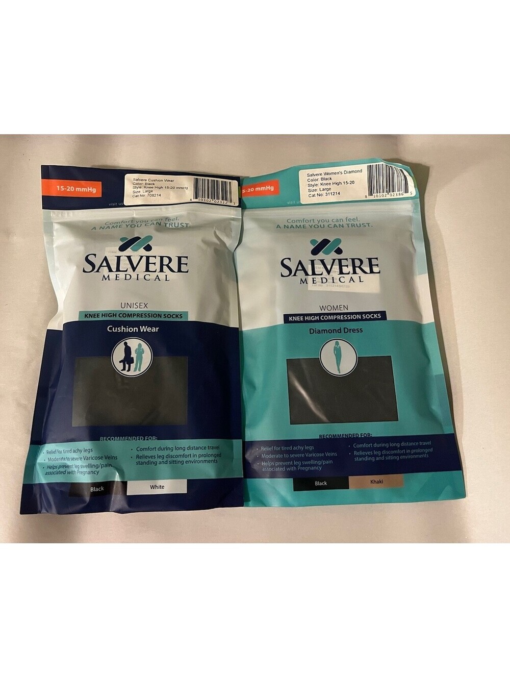 Salvere Medical Black Knee High Compression Socks Size Large 15-20 mmHg